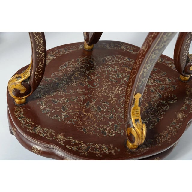 Pair of Chinese Painted & Lacquered Parcel Gilt Chinoiserie Tall Pedestals For Sale - Image 11 of 13