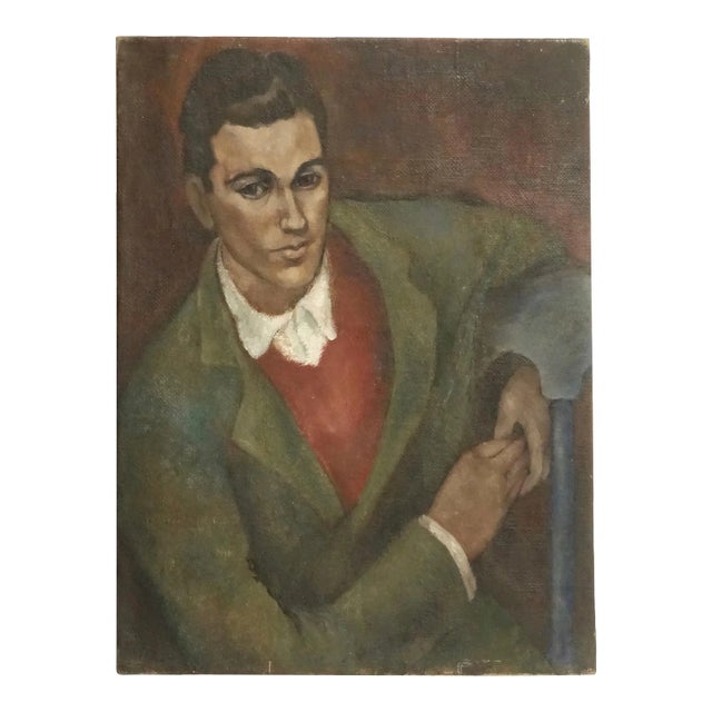 WPA Style Portrait Painting of a Gentleman, American, 1930s-1940s For Sale