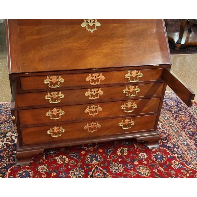 Kindel Furniture National Trust Collection Mahogany Carved Secretary Desk For Sale - Image 14 of 18