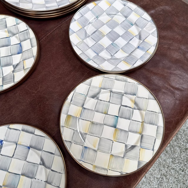 Mackenzie Childs Enamelware Sterling Check Dinnerware, Set of Twenty-Six For Sale - Image 12 of 12
