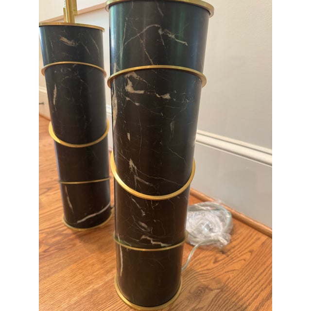 2020s Baker Furniture Black Marble Ring Table Lamp by Thomas Pheasant- Set of 2 For Sale - Image 5 of 11