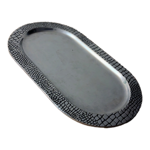 Large 1990s Alligator Pewter Tray or Platter by Wilton Armetale