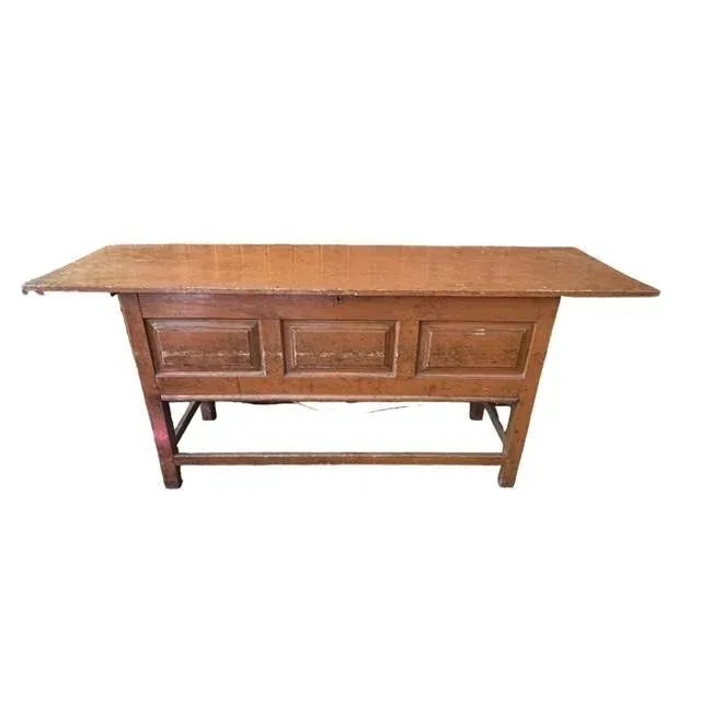 Brown Early 1900s French Baker's Table With Lift Top For Sale - Image 8 of 12