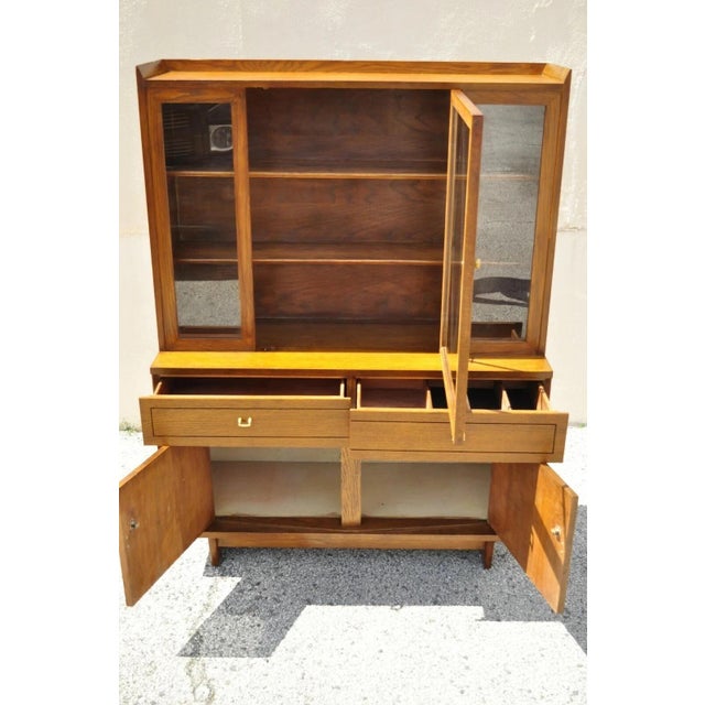 Mid 20th Century Raymond Loewy Mengel Mid Century Modern Sculpted Oak Bookcase China Cabinet For Sale - Image 5 of 12