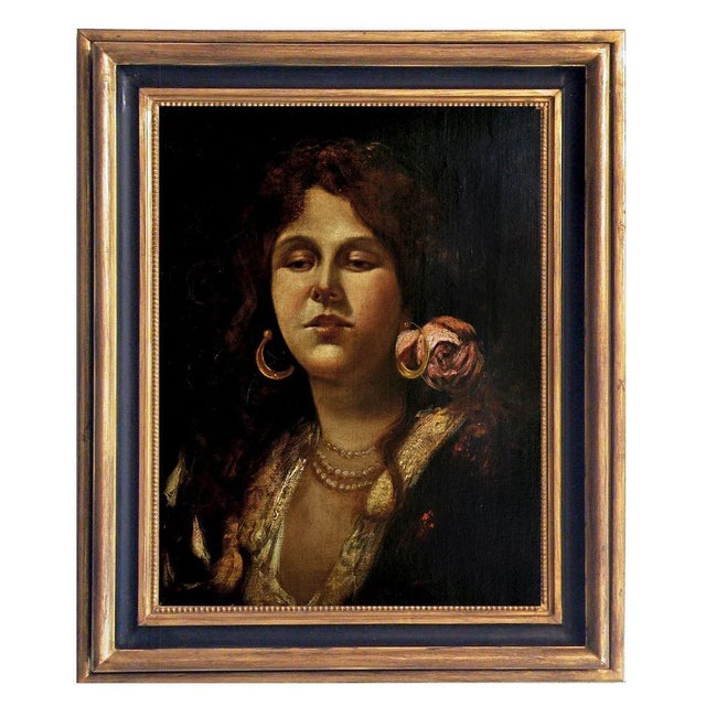 The painting of the painter Ciro De Lucia depicts a portrait of a young commoner woman, he is inspired by the Neapolitan...