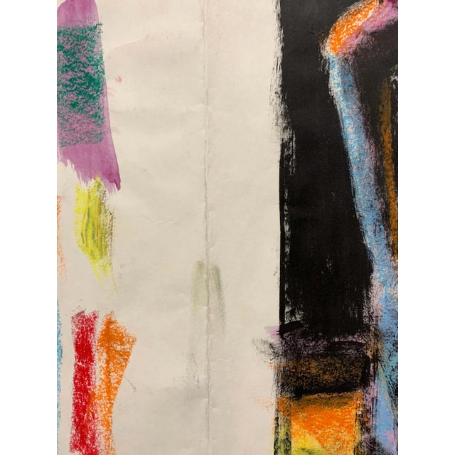 1950s Donald Stacy "Sitting in Chair" C.1950s Gouache and Oil Pastel Mid Century Painting For Sale - Image 5 of 7