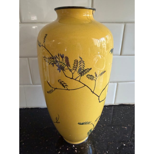 Late 18th Century Shezaburo Goto Japanese Meiji Period Yellow Vase W/Wisteria Signed For Sale - Image 4 of 7