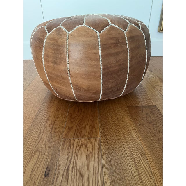 2000 - 2009 Vintage Moroccan Leather Pouf For Sale - Image 5 of 5