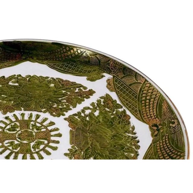 Vintage 10.75" Hand-Painted "Gold Imari" Japanese Porcelain Charger – Rare Green & Gold For Sale In Portland, OR - Image 6 of 11