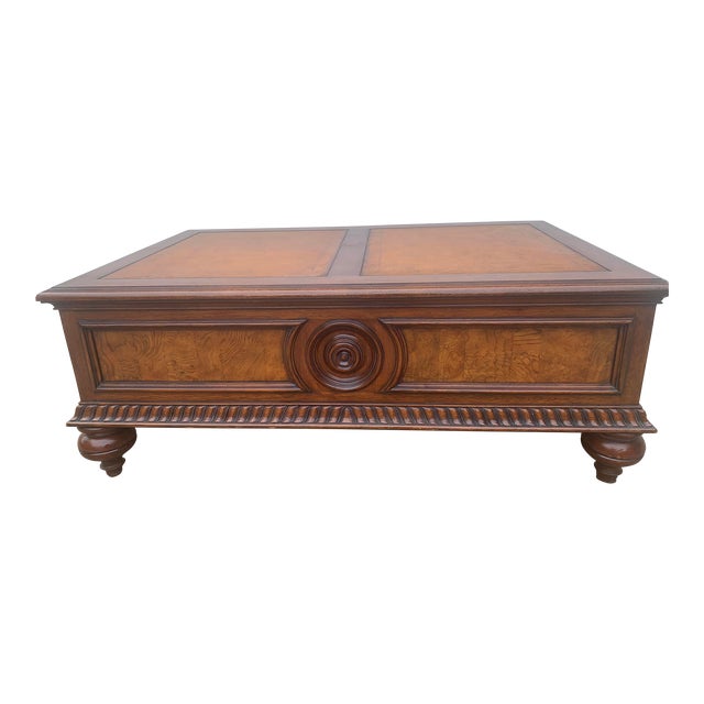 Ethan Allen "Morley"2 Drawer Leather Top Coffee Table.. Chairish