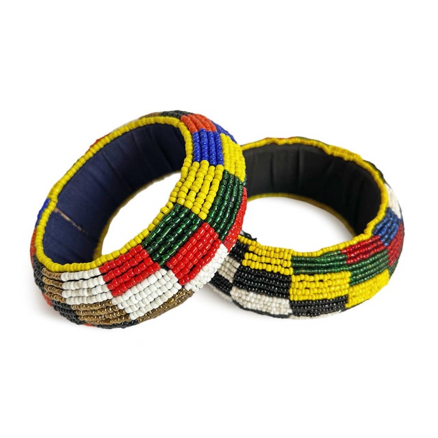 Vintage African Multi Color Beaded Arm Band Decorative Object For Sale In Los Angeles - Image 6 of 6
