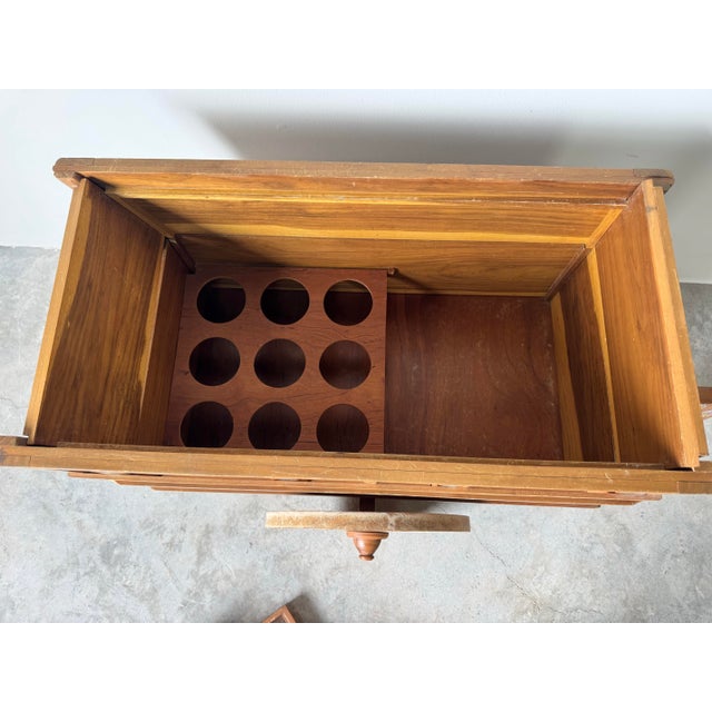 Coffee Vintage Joaquin Chaverri Costa Rican Folk Art Hand-Painted Ox Cart Bar / Drinks Cabinet For Sale - Image 8 of 12