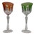 Vintage Mid-Century Bohemian Cut-to-Clear Harlequin Crystal Wine Glasses - Pair For Sale