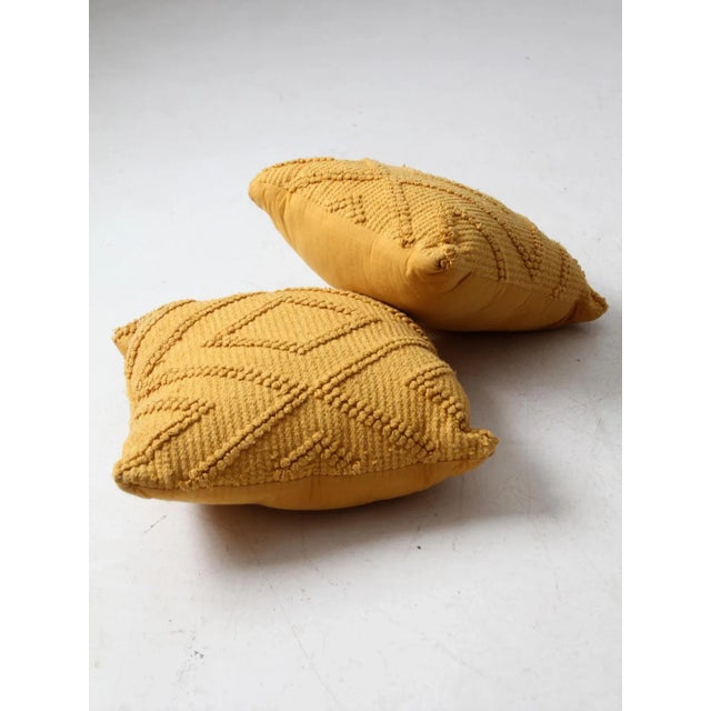 Farmhouse Vintage Mustard Yellow Throw Pillows Pair For Sale - Image 3 of 7