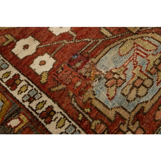 1920s Persian Bakhtiari Wool Rug Handmade in Blue With Medallion Pattern For Sale - Image 5 of 11