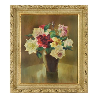 "Garden Roses" in a Vase Still Life by Masayoshi Himeno For Sale