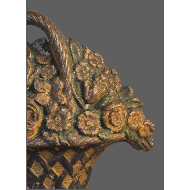 American Antique Cast Iron Multi Flower Basket Doorstop Numbered For Sale - Image 3 of 9