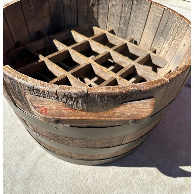 Rustic Wine Barrel Wine Display Rack For Sale In Palm Springs - Image 6 of 9