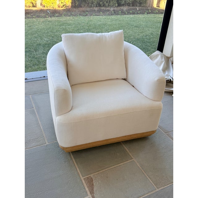 Restoration Hardware Pair of Rh Oslo Teak Swivel Outdoor Lounge Chairs For Sale - Image 4 of 8