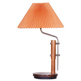 Mid-Century Czech Table Lamp in Beech & Galvanized Metal, 1960s For Sale