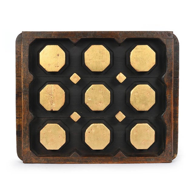 Wooden Wall Printing Plate Painted with Gold Leaf, 1950s For Sale - Image 3 of 3