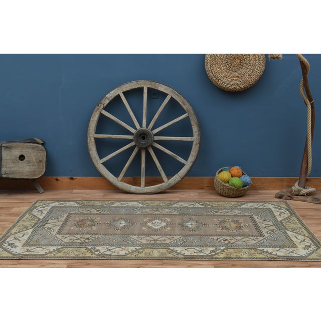 1970s Turkish Oushak Handmade Wool Cotton Brown Area Rug For Sale - Image 4 of 11