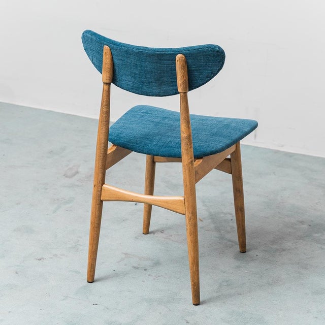 Blue Wooden and Blue Fabric Chairs, 1960s, Set of 6 For Sale - Image 8 of 10