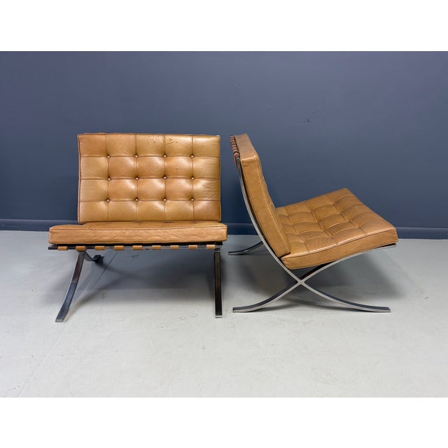 Pair of Early Barcelona Chairs by Ludwig Mies Van Der Rohe for Knoll, Circa 1959 For Sale In Philadelphia - Image 6 of 13