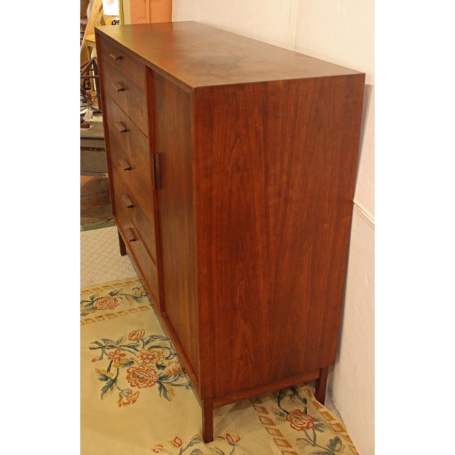 Brown Circa 1960 American Walnut Six-Drawer Chest With Cabinet For Sale - Image 8 of 8