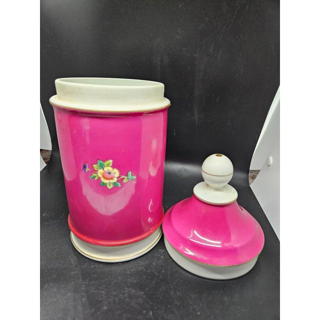 American Antique Hand-Painted Portugal Porcelain Apothecary For Sale - Image 3 of 4