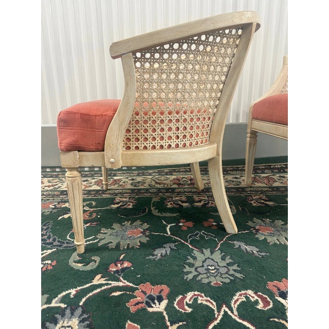 Pink Set of Two Vintage Cane Barrel Back Tub Chairs For Sale - Image 8 of 10