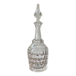 Antique 19th Century Mold Blown Clear Glass Argus Pattern Decanter