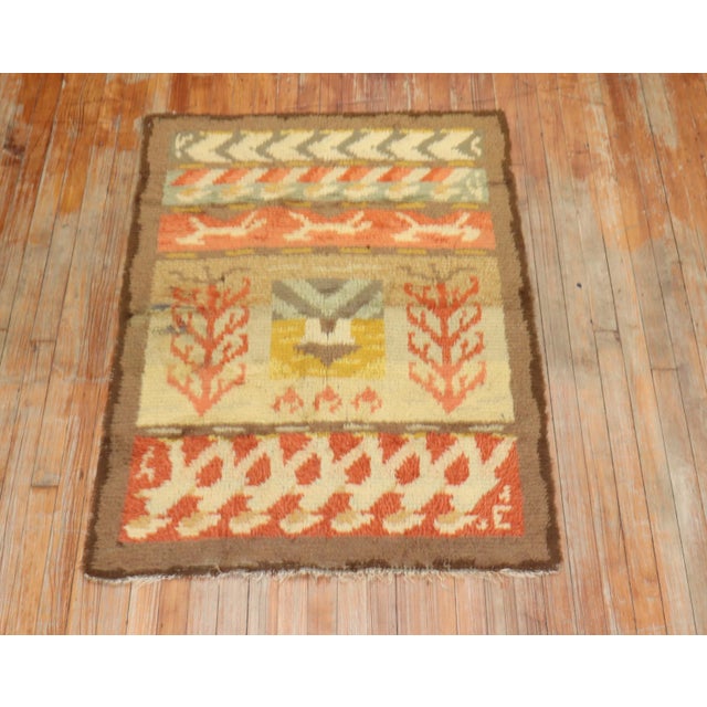 Orange Vintage Swedish Rya, Rug - 3'1" x 4'4" For Sale - Image 8 of 9