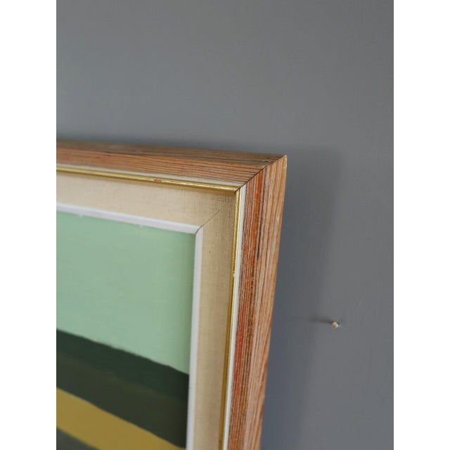 1967 Mid-Century Modern 'Golden Fields' Vintage Swedish Geometric Abstract Landscape Oil Painting, Framed For Sale - Image 10 of 15