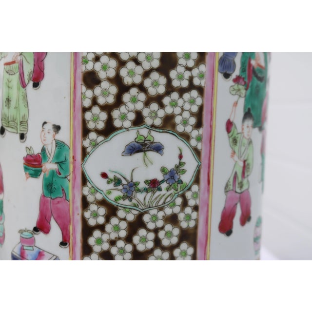 Mid 20th Century Large Mid Century Famille Rose Porcelain Umbrella Stand For Sale - Image 13 of 18