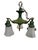 Metal Antique Art Deco Brass Pan 3 Light Chandelier Ceiling Light 1920s Green & Gold For Sale - Image 7 of 12