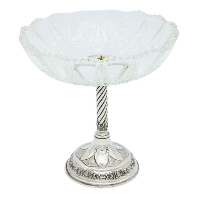 Fruit Bowl Centerpiece in Cut Glass For Sale