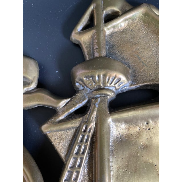 Vintage Solid Brass Colonial Ship Sailing Boat Doorstop For Sale - Image 9 of 13