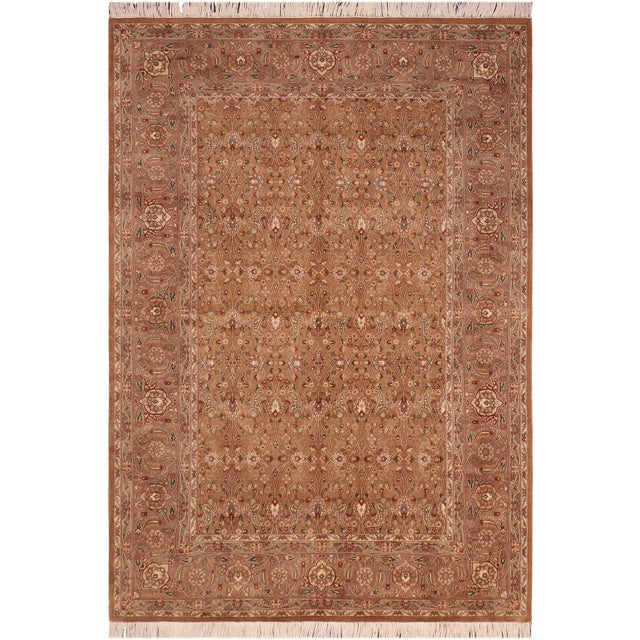 Floral 1990's Pak-Persian Gold/Brown Wool Rug - 6'0'' X 9'0'' For Sale - Image 9 of 9