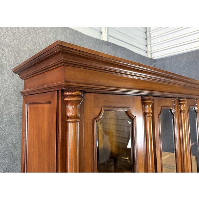 Brown Late 20th Century Monumental 3-Door Library Bookcase With Columns For Sale - Image 8 of 16