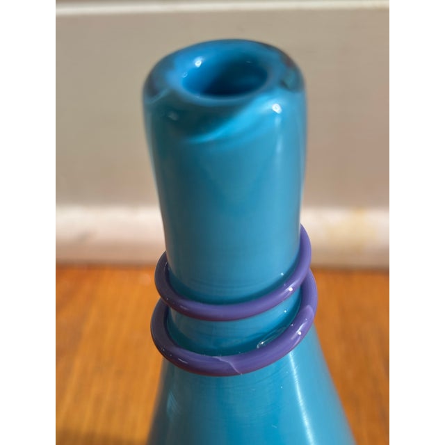Blue Lot of 2 Signed Studio Art Glass Vases: 1986 Tricia Allen & 1994 John Burchetta For Sale - Image 8 of 9