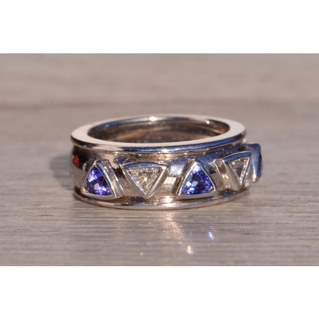 Metal The Salinas River: Contemporary Tanzanite and Natural Diamond Ring, Size 6.25 For Sale - Image 7 of 10