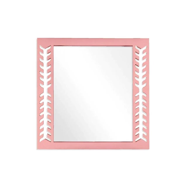 Contemporary Fleur Home Audubon Spruce Square Mirror in Pink Punch, 24x24 For Sale - Image 3 of 3