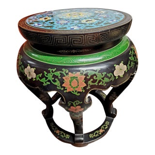 Vintage Chinese Cloisonné Chinoiserie Stool For Sale