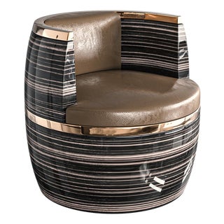 "L'uovo" Club Chair With Bronze Details, Hand Crafted For Sale
