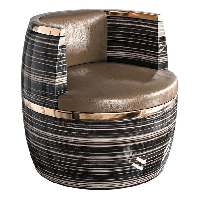 "L'uovo" Club Chair With Bronze Details, Hand Crafted For Sale