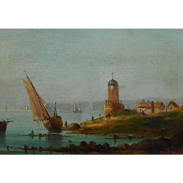 French School Artist, Sailboats on the Mediterranean, Oil on Panel, 19th Century, Framed For Sale - Image 9 of 18