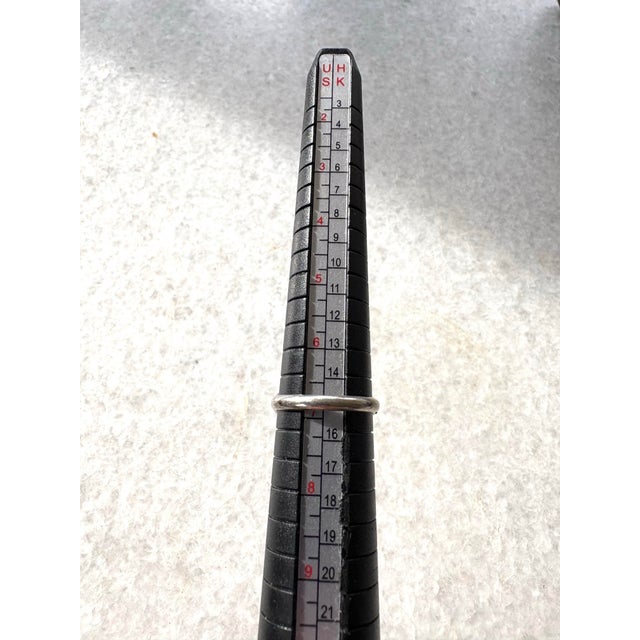 Vintage Sterling Silver, Turquoise, and Black Diamond Shaped Ring For Sale - Image 4 of 4