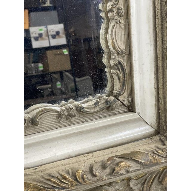 Late 19th Century Antique Ornate Gilt Wood Mirror, 24x28 Reticulated Wall Mirror, Rococo Baroque Cream Gold Mirror, Vintage Carved Statement Mirror For Sale - Image 5 of 8