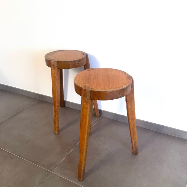 Wood Tripod Stools in Beech, 1940s, Set of 2 For Sale - Image 7 of 13